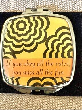Yellow Floral Quote Compact Mirror - 'If you obey all the rules'